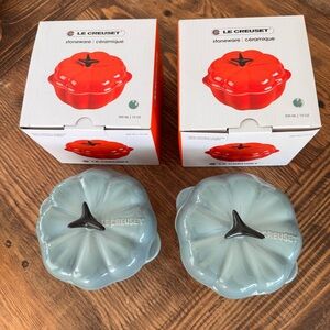 Le Creuset Bundle of two Mini Pumpkin Cocottes Sea Salt 300 ml pumpkin casserole